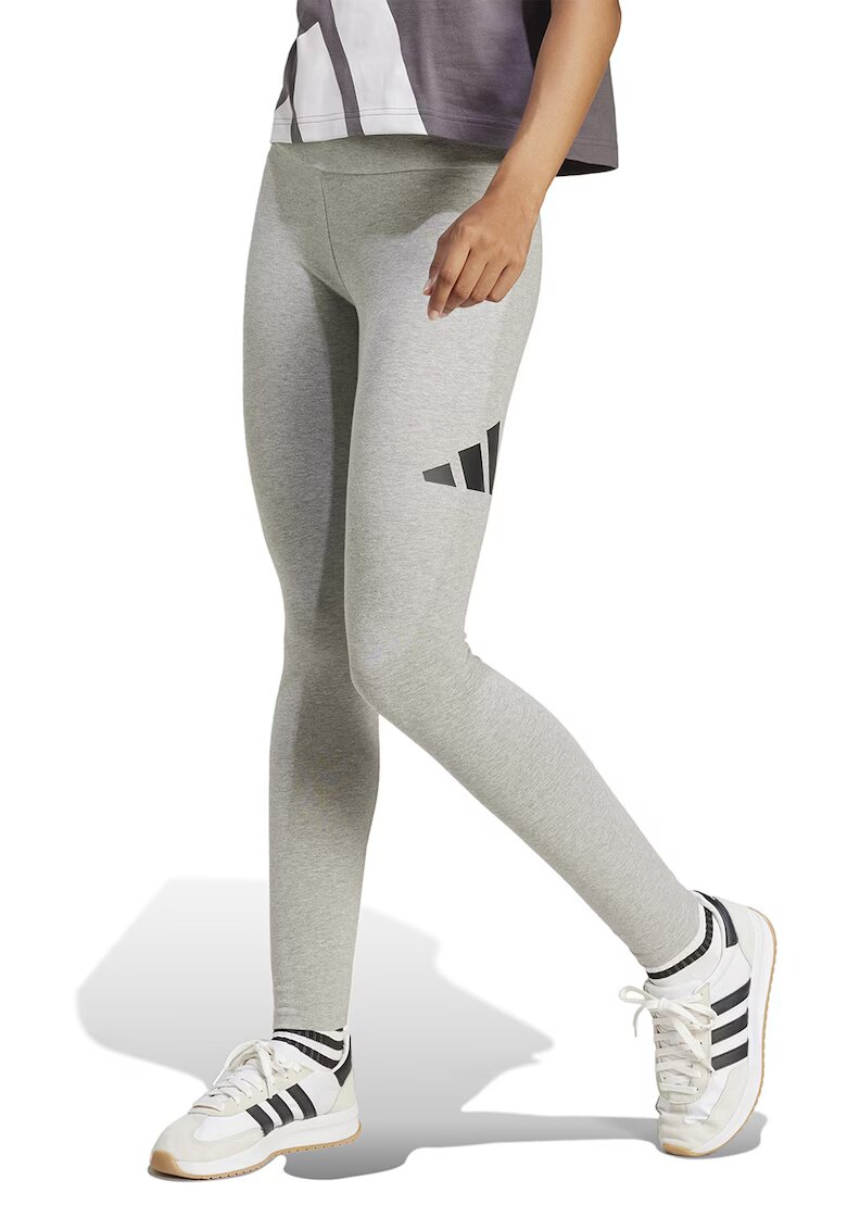 adidas Sportswear Colanti cu talie inalta si logo - Negru/Gri deschis