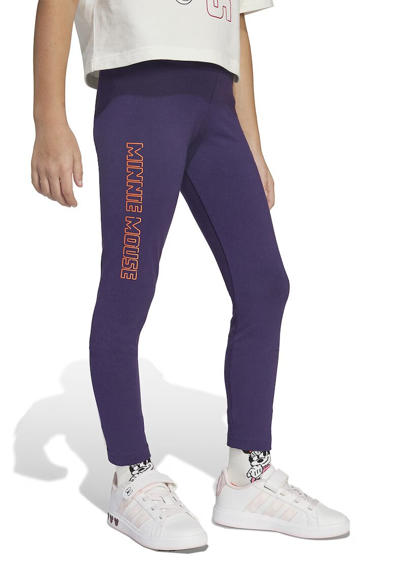 adidas Sportswear Colanti din amestec de bumbac cu imprimeu text - Violet/Portocaliu mandarina