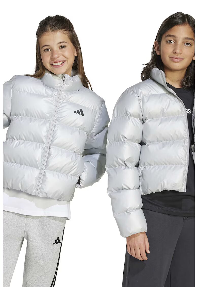 adidas Sportswear Geaca scurta matlasata cu buzunare laterale - Argintiu