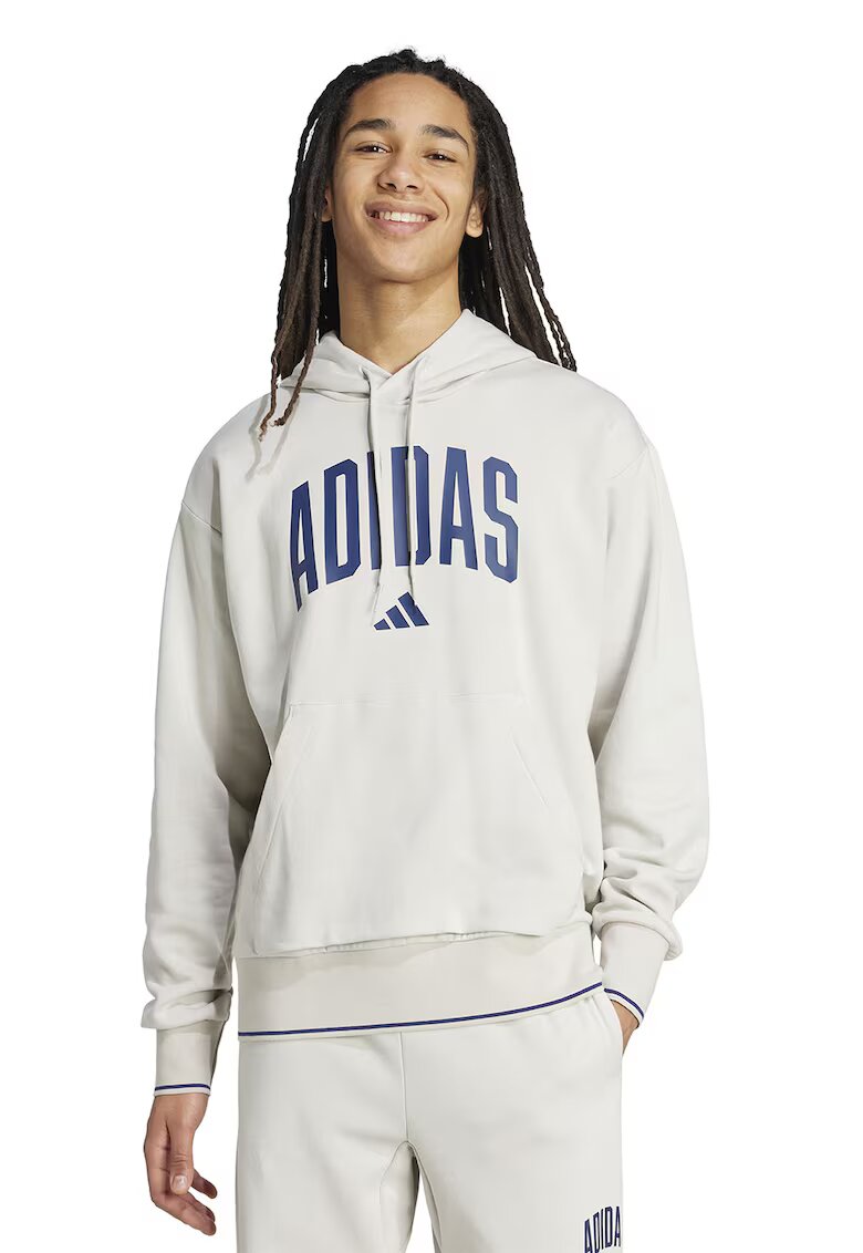adidas Sportswear Hanorac cu buzunar kangaroo - Albastru inchis/Alb murdar