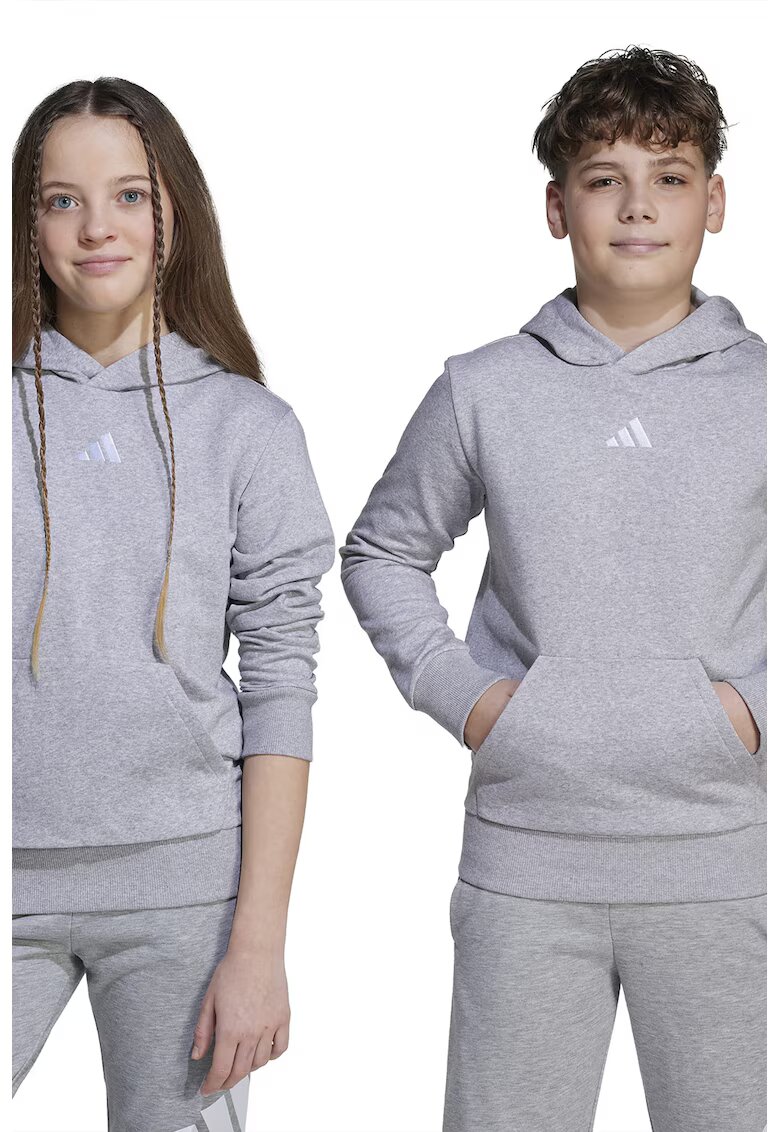 adidas Sportswear Hanorac cu buzunar kangaroo si logo - Alb/Gri melange