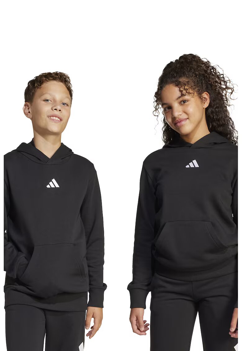 adidas Sportswear Hanorac cu buzunar kangaroo si logo - Alb/Negru
