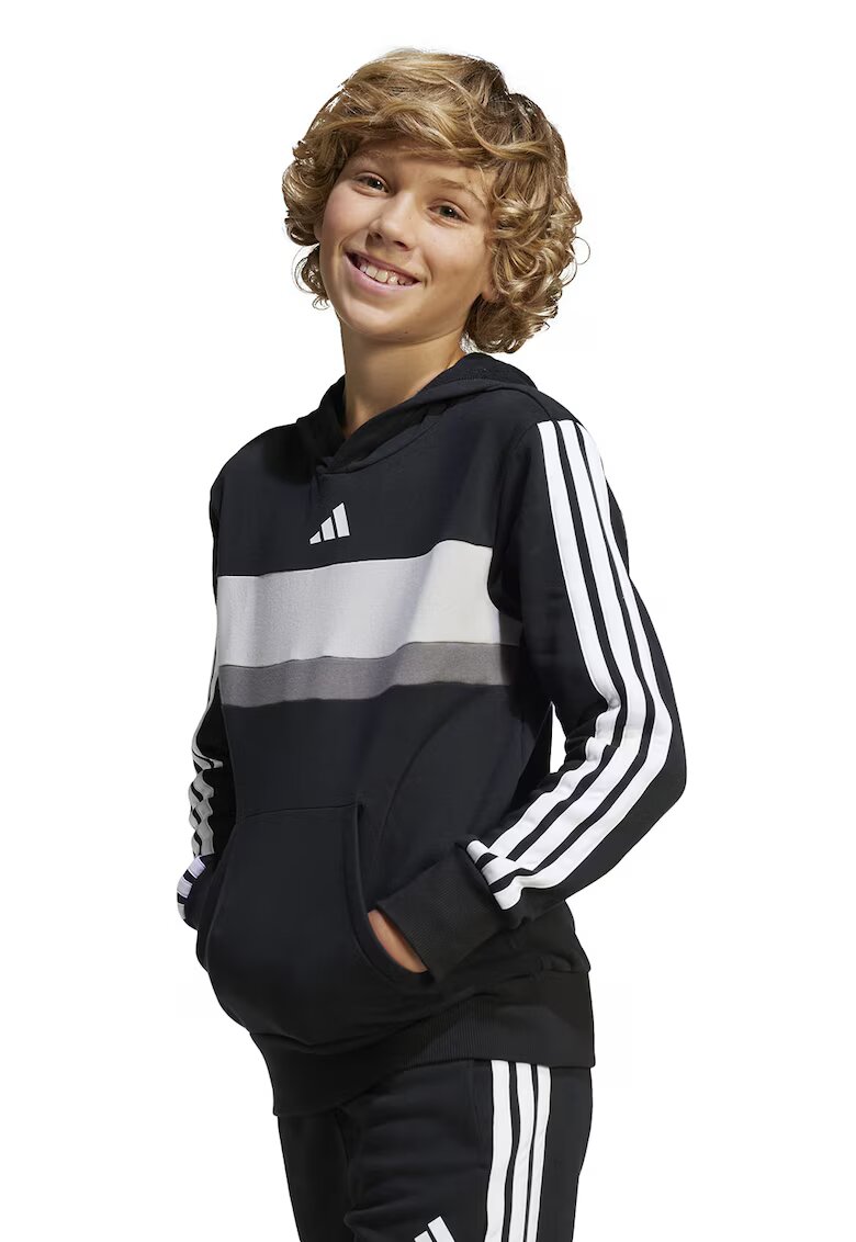 adidas Sportswear Hanorac cu buzunar kangaroo si logo - Alb/Negru/Gri