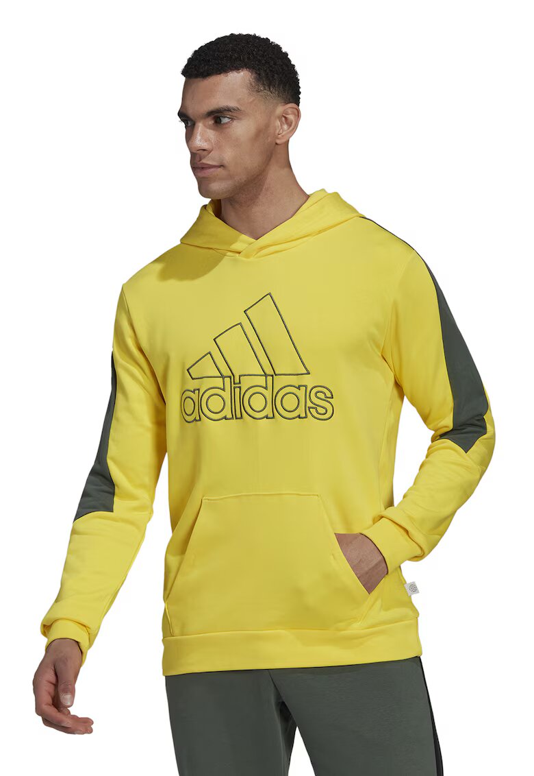 adidas Sportswear Hanorac cu buzunar kangaroo si logo - Galben