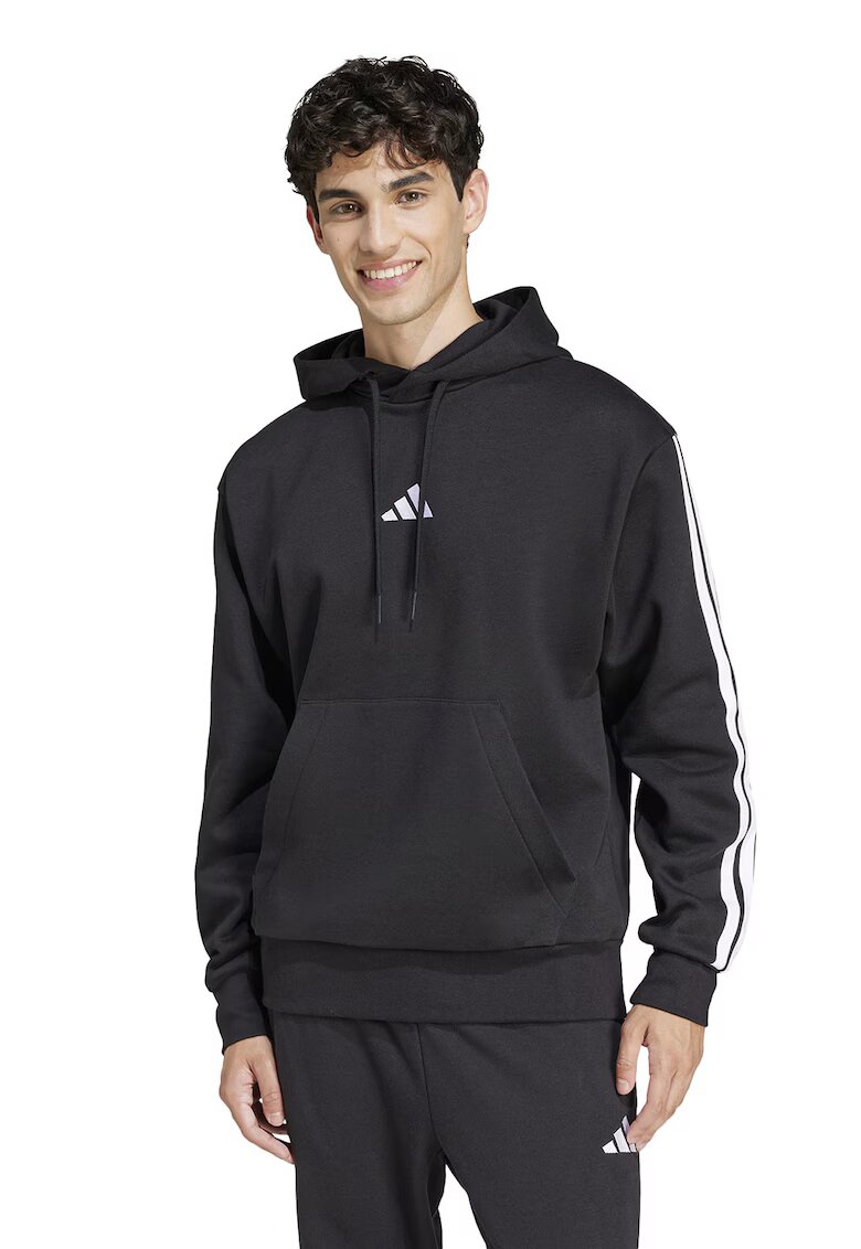 adidas Sportswear Hanorac cu imprimeu logo si buzunar kangaroo - Alb/Negru