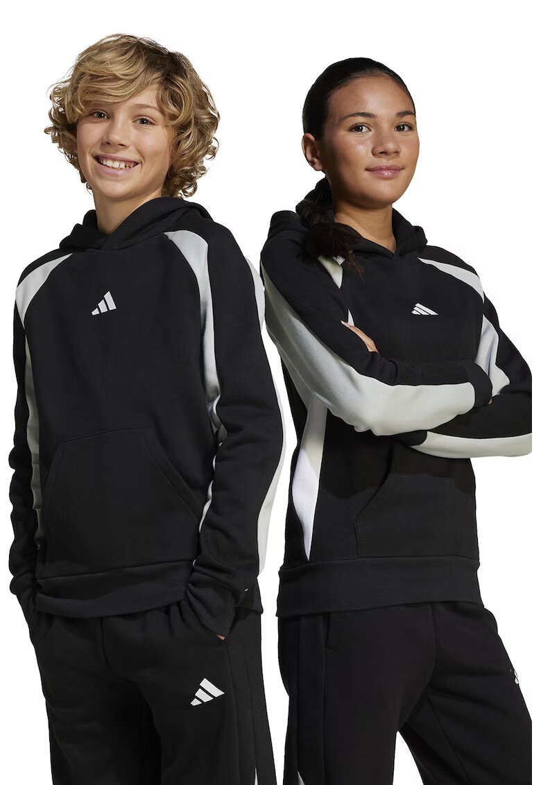 adidas Sportswear Hanorac cu logo si buzunar kangaroo - Alb/Negru/Gri