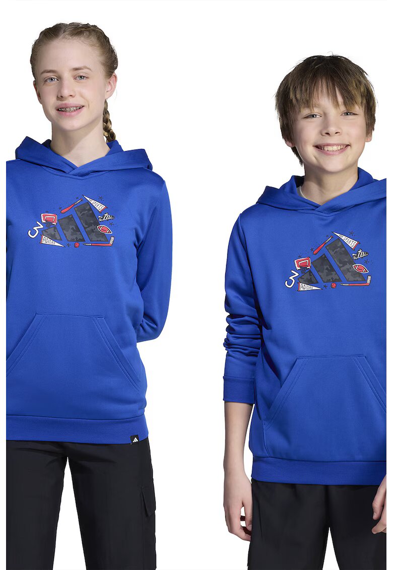 adidas Sportswear Hanorac cu logo si buzunar kangaroo - Albastru royal