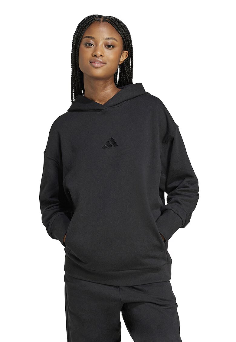 adidas Sportswear Hanorac de bumbac cu terminatii striate - Negru