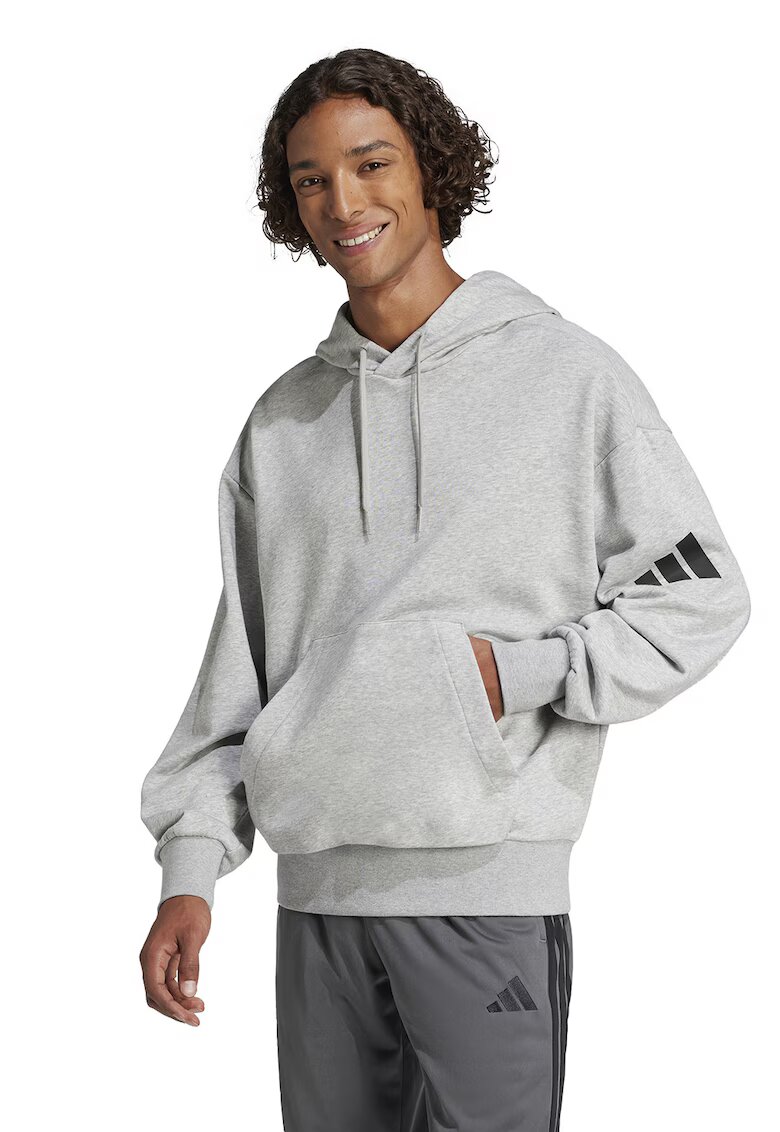adidas Sportswear Hanorac din amestec de bumbac cu buzunar kangaroo - Negru/Gri