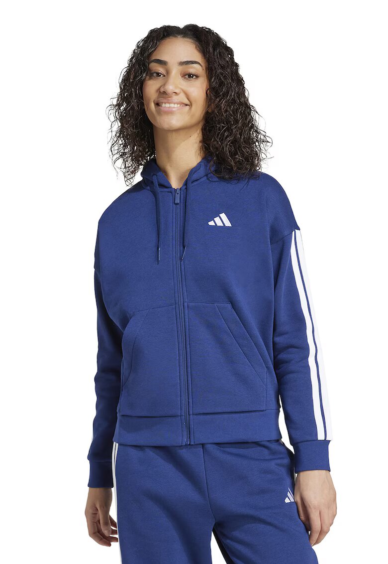 adidas Sportswear Hanorac din amestec de bumbac cu fermoar - Albastru inchis/Alb optic