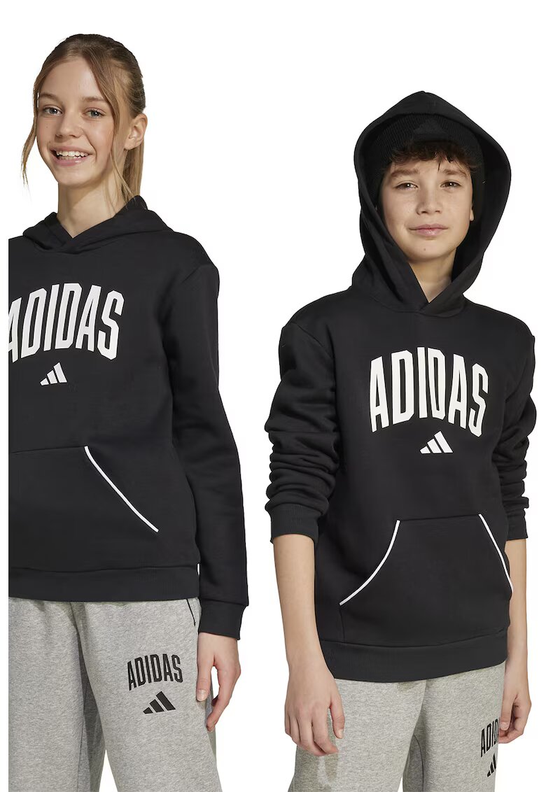 adidas Sportswear Hanorac din amestec de bumbac cu imprimeu logo - Alb/Negru