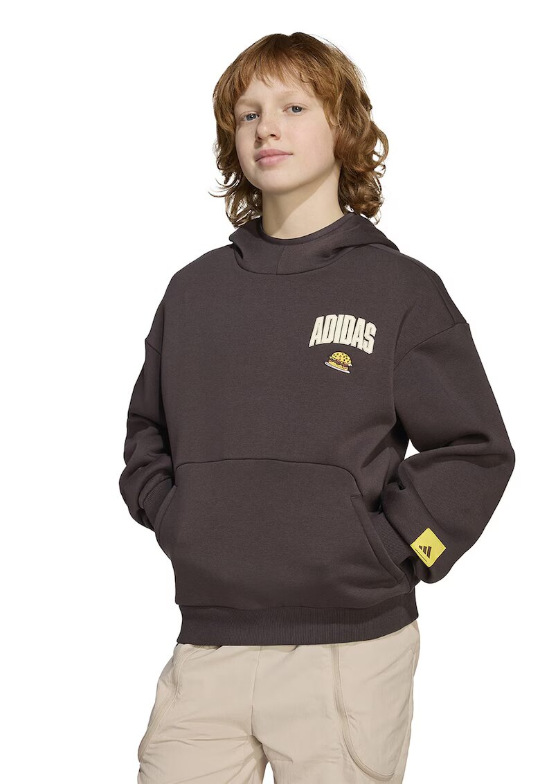 adidas Sportswear Hanorac din amestec de bumbac cu imprimeu Simpsons - Galben pal/Maro inchis/Alb murdar