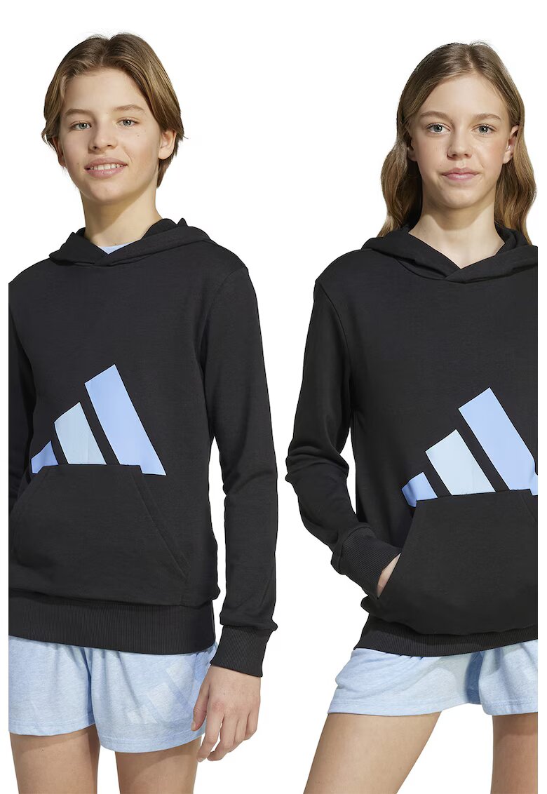 adidas Sportswear Hanorac din bumbac cu imprimeu logo - Negru/Albastru