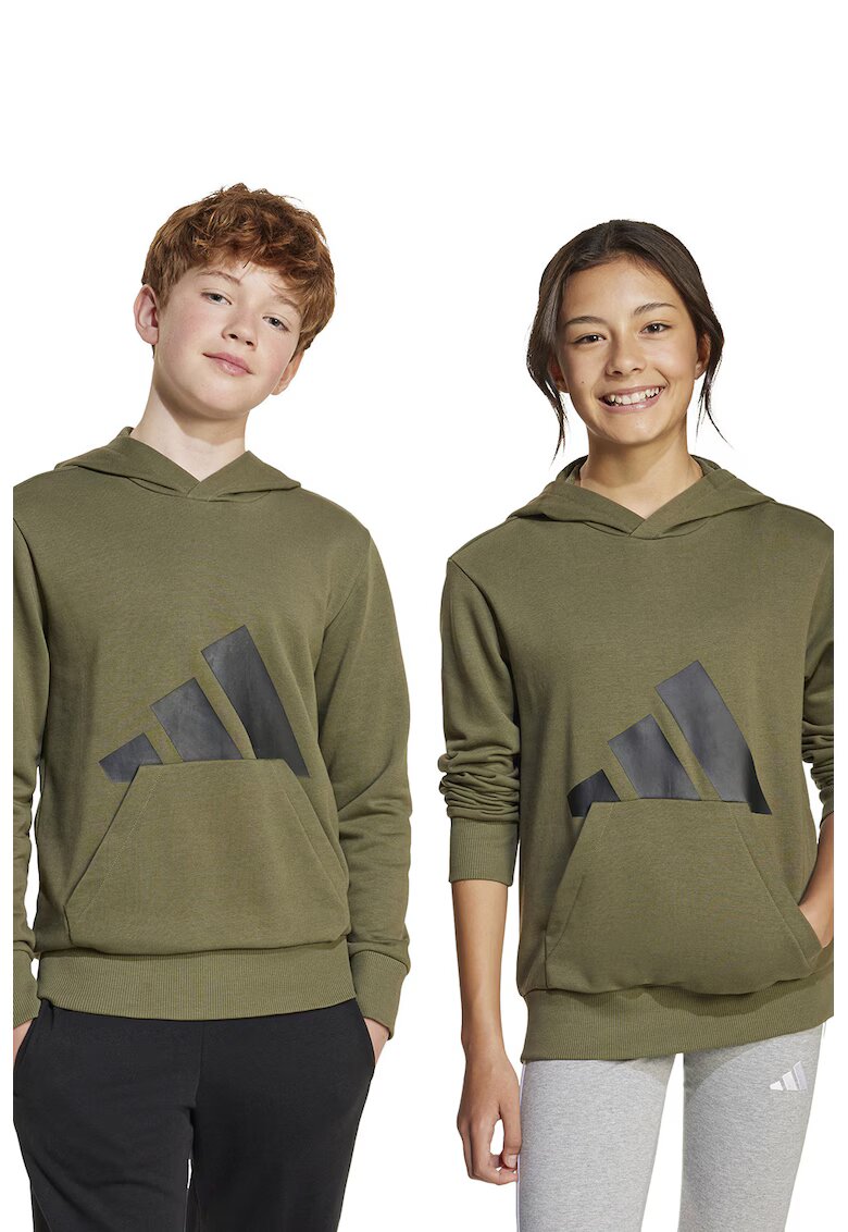 adidas Sportswear Hanorac din bumbac cu imprimeu logo - Negru/Verde sparanghel