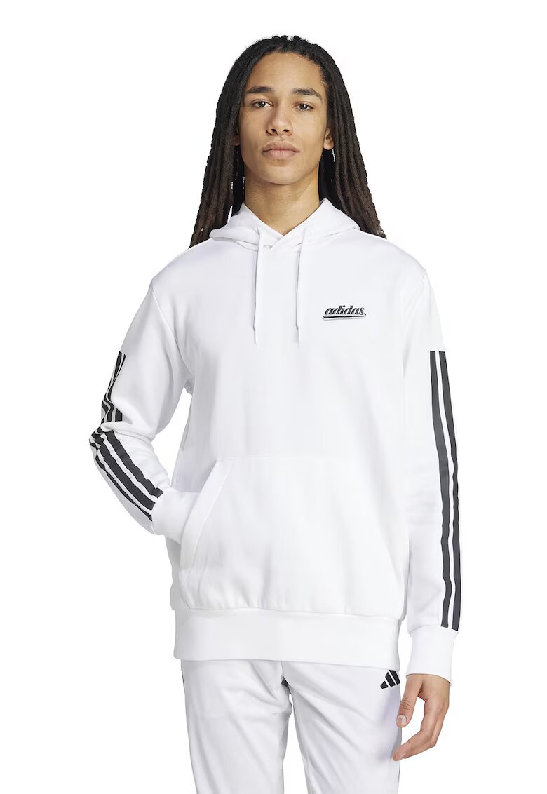 adidas Sportswear Hanorac lejer cu buzunar kangaroo - Alb/Negru stins