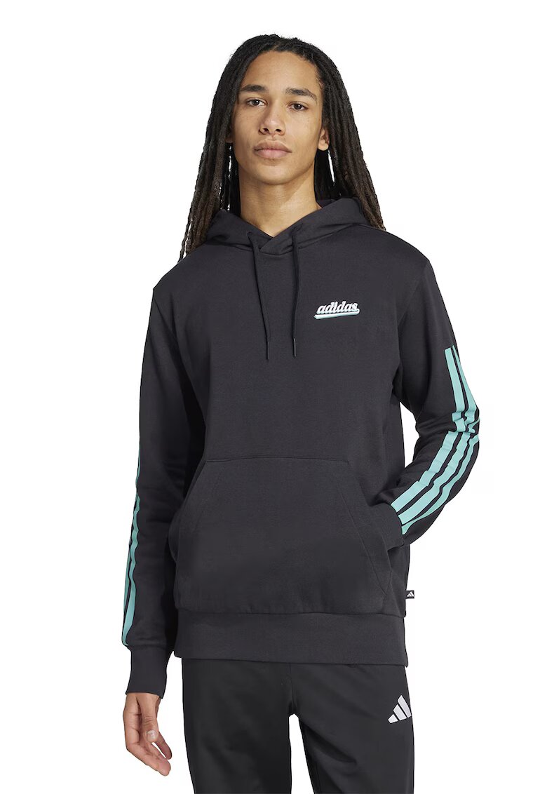 adidas Sportswear Hanorac lejer cu buzunar kangaroo - Negru/Turcoaz
