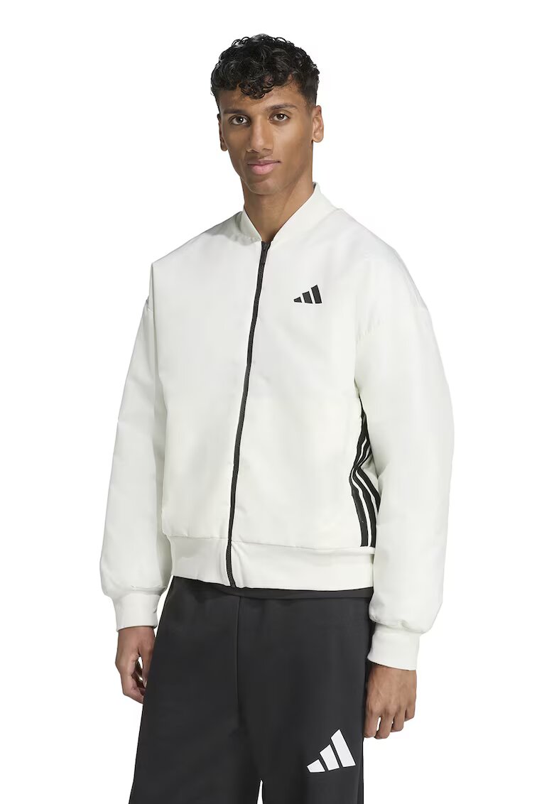 adidas Sportswear Jacheta bomber cu fermoar Stadium - Alb/Negru