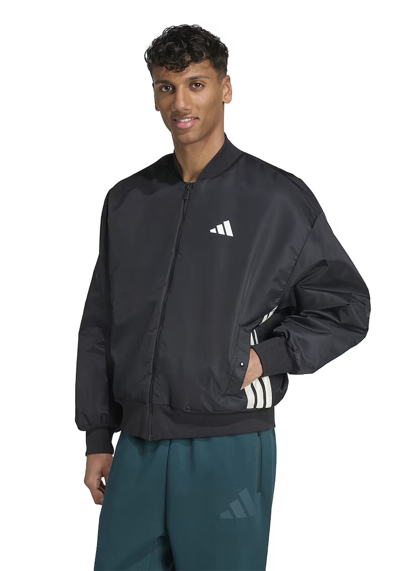 adidas Sportswear Jacheta bomber cu fermoar Stadium - Negru