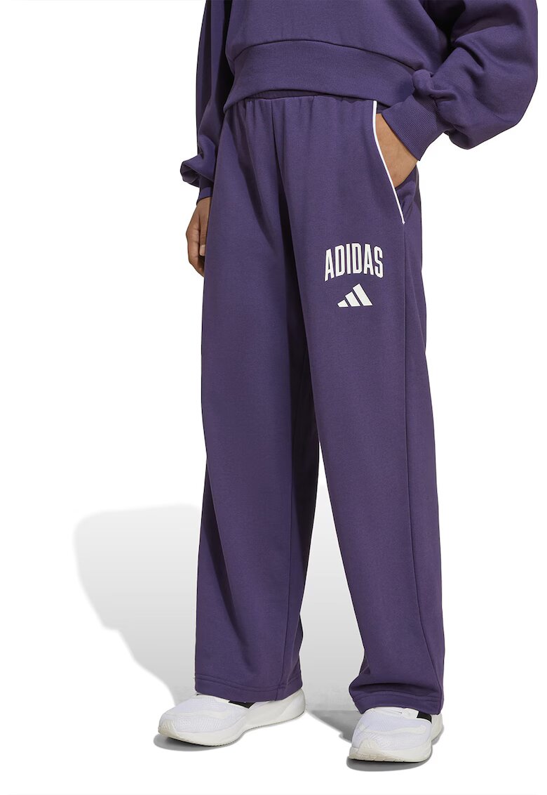 adidas Sportswear Pantaloni de trening cu croiala dreapta si buzunare laterale - Alb/Violet