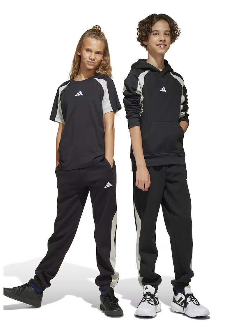 adidas Sportswear Pantaloni de trening cu insertii contrastante - Alb/Negru/Gri