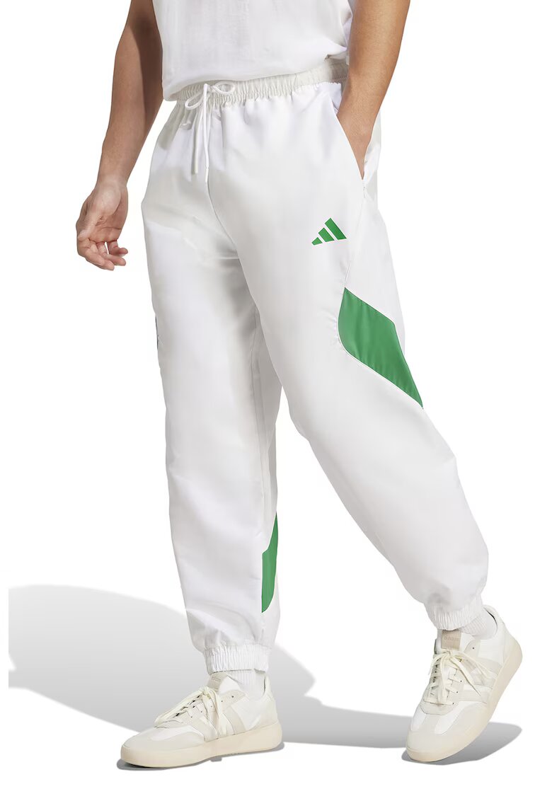 adidas Sportswear Pantaloni de trening cu model colorblock si snur de ajustare - Verde/Alb optic