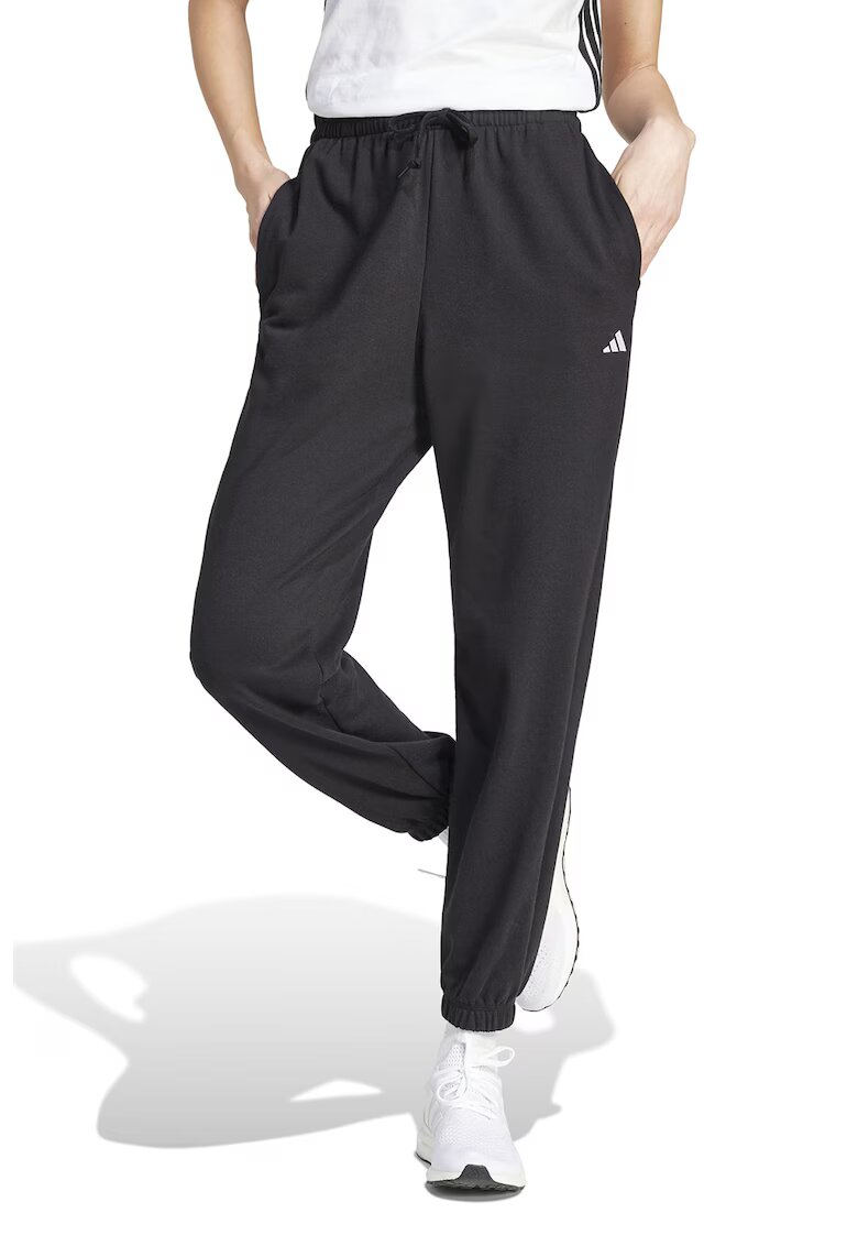 adidas Sportswear Pantaloni de trening cu snur in talie si croiala conica - Alb/Negru