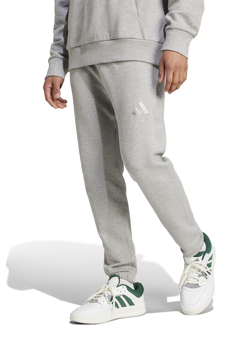 adidas Sportswear Pantaloni de trening din bumbac cu snur in talie - Gri deschis melange