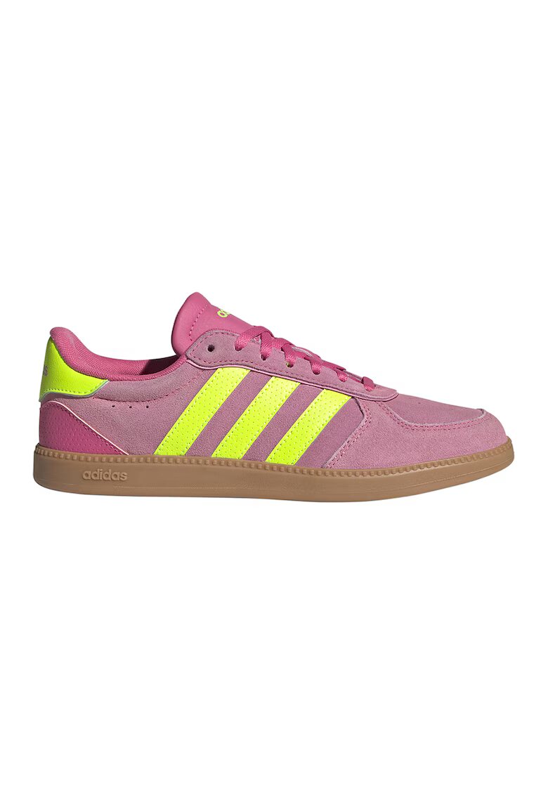 adidas Sportswear Pantofi sport Breaknet Sleek din piele intoarsa cu logo lateral - Roz inchis/Verde lime