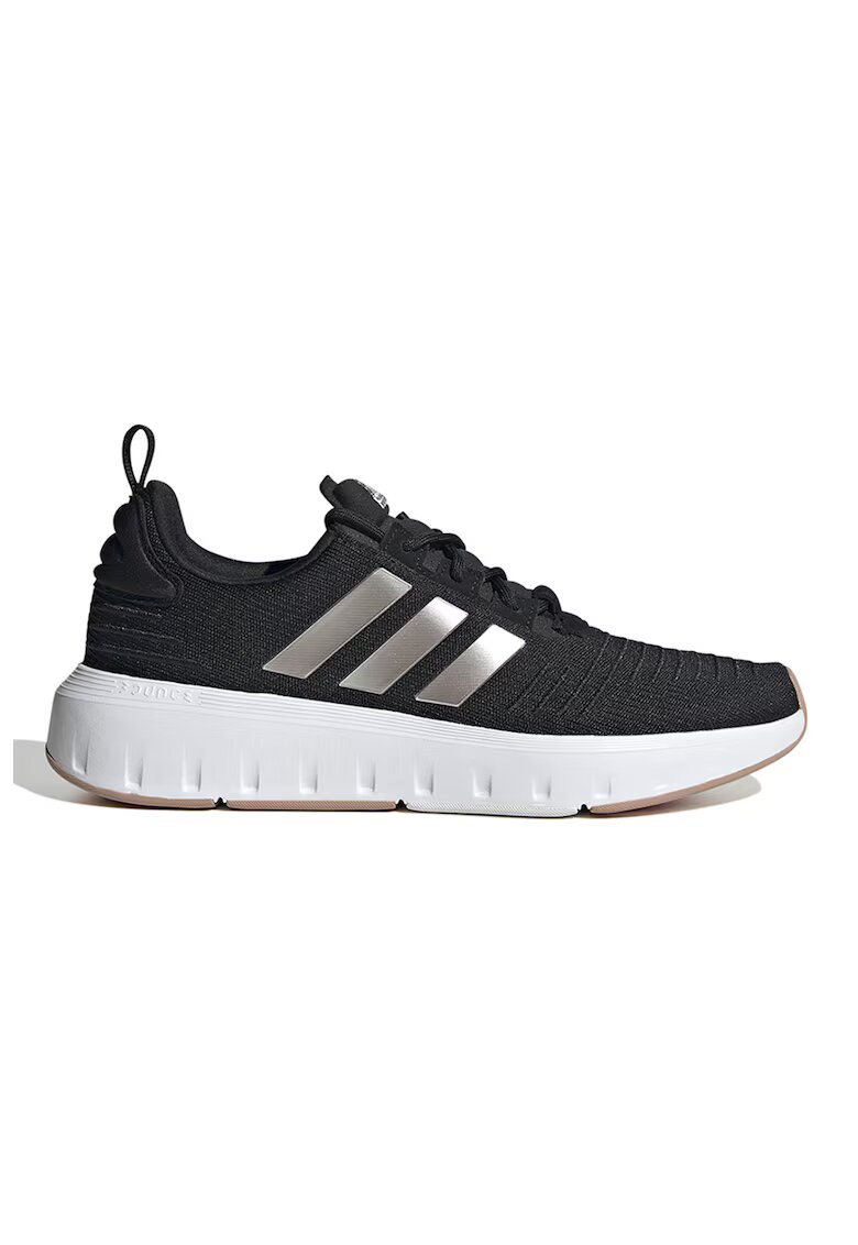 adidas Sportswear Pantofi sport cu detalii logo Swift Run - Negru/Argintiu
