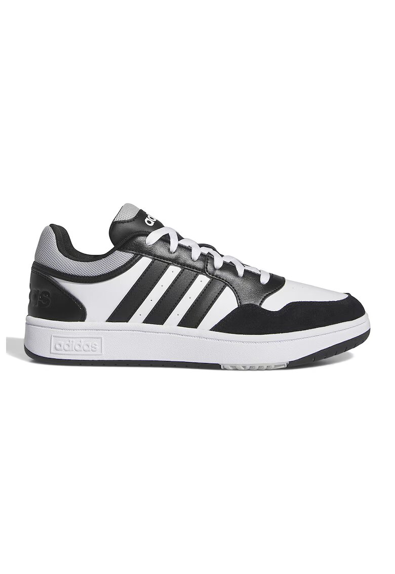 adidas Sportswear Pantofi sport de piele ecologica cu garnituri de piele intoarsa Hoops 3.0 - Negru/Alb optic