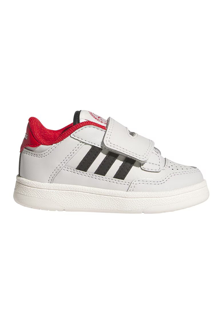 adidas Sportswear Pantofi sport din piele ecologica cu inchidere velcro Rapid Court - Alb/Negru stins