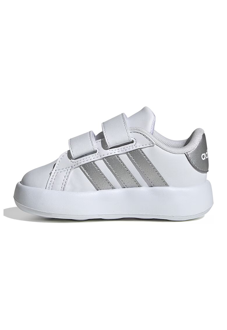 adidas Sportswear Pantofi sport din piele ecologica cu velcro Grand Court 2.0 - Alb optic/Gri inchis