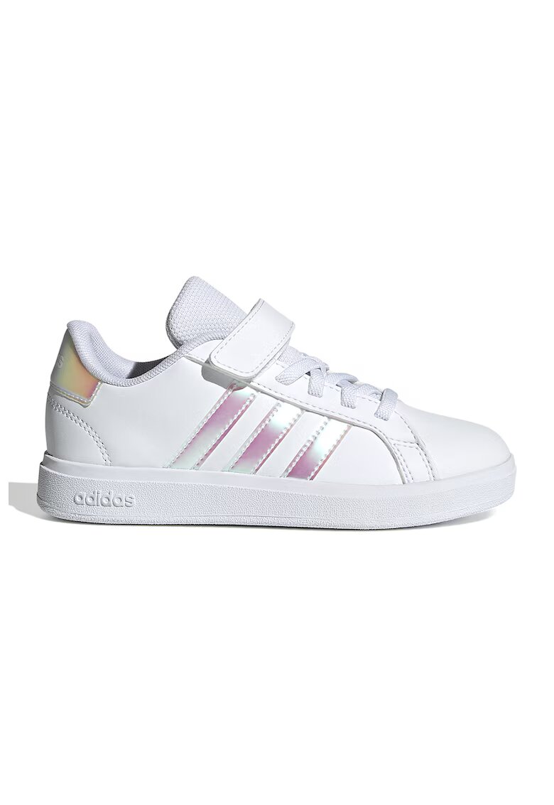 adidas Sportswear Pantofi sport din piele ecologica cu velcro Grand Court - Alb/Roz/Argintiu
