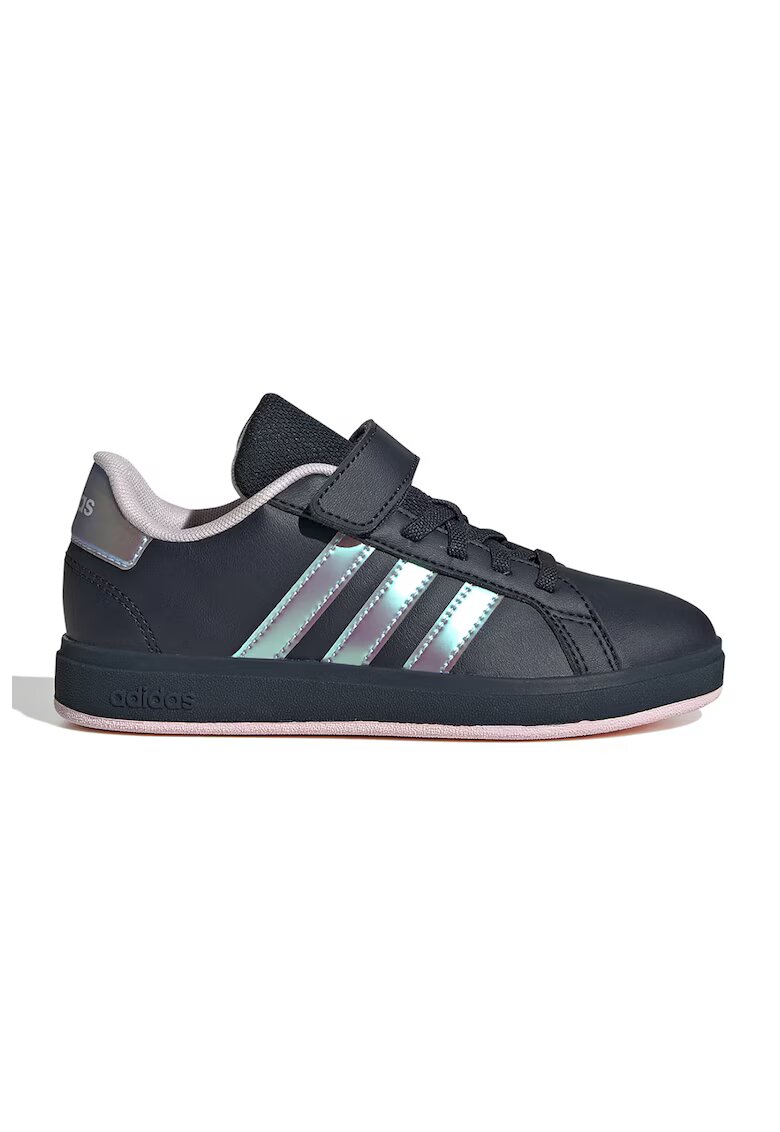adidas Sportswear Pantofi sport din piele ecologica cu velcro Grand Court - Roz/Argintiu/Bleumarin