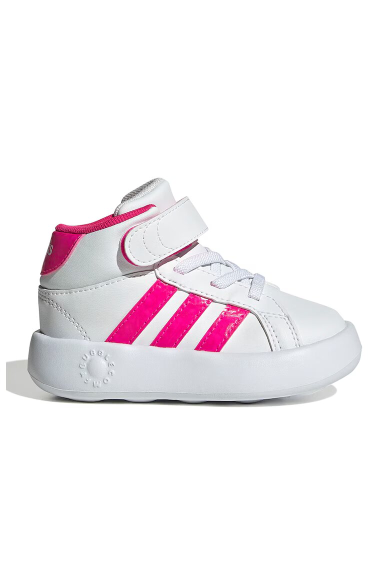 adidas Sportswear Pantofi sport mid-high de piele ecologica cu velcro Grand Court - Alb optic/Roz