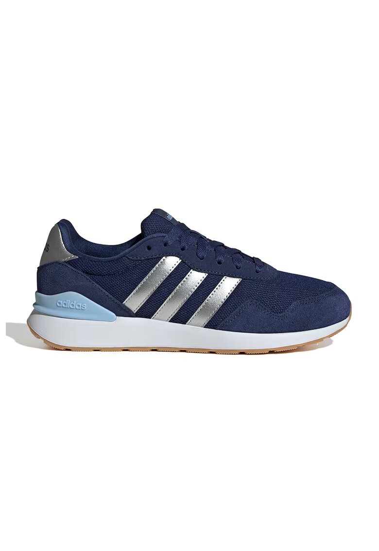 adidas Sportswear Pantofi sport Run 60s cu insertii de piele intoarsa - Argintiu/Bleumarin