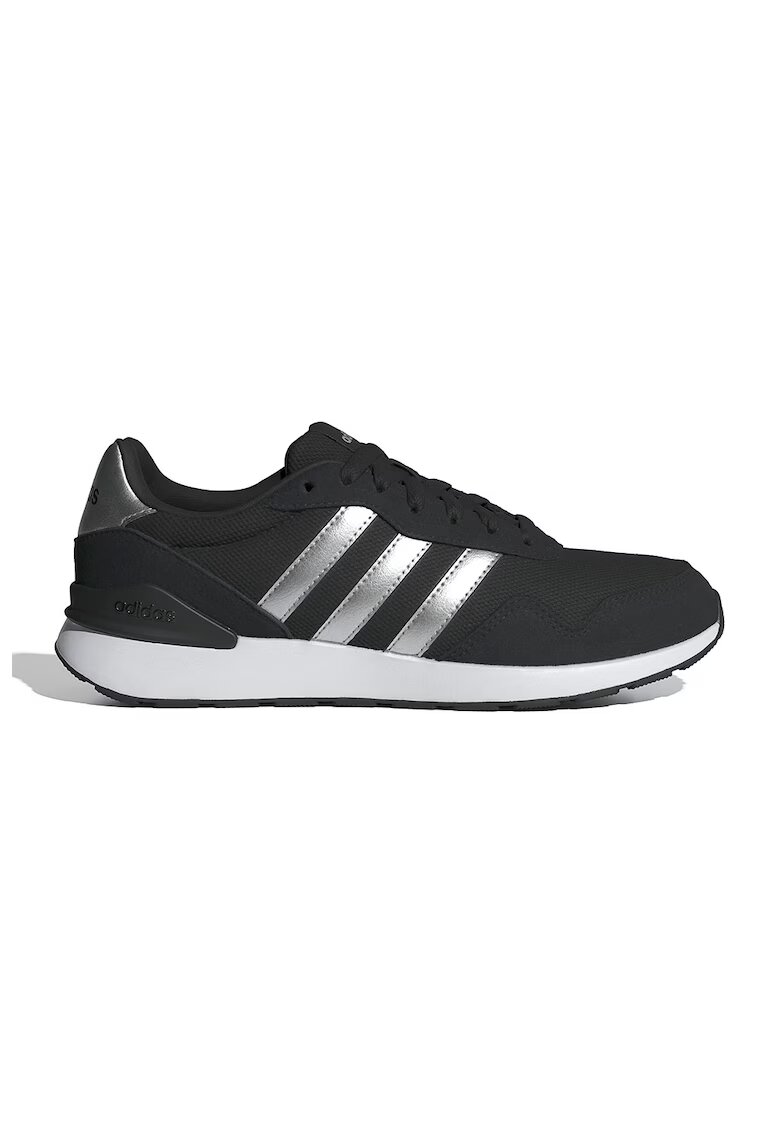 adidas Sportswear Pantofi sport Run 60s cu insertii de piele intoarsa - Negru/Argintiu