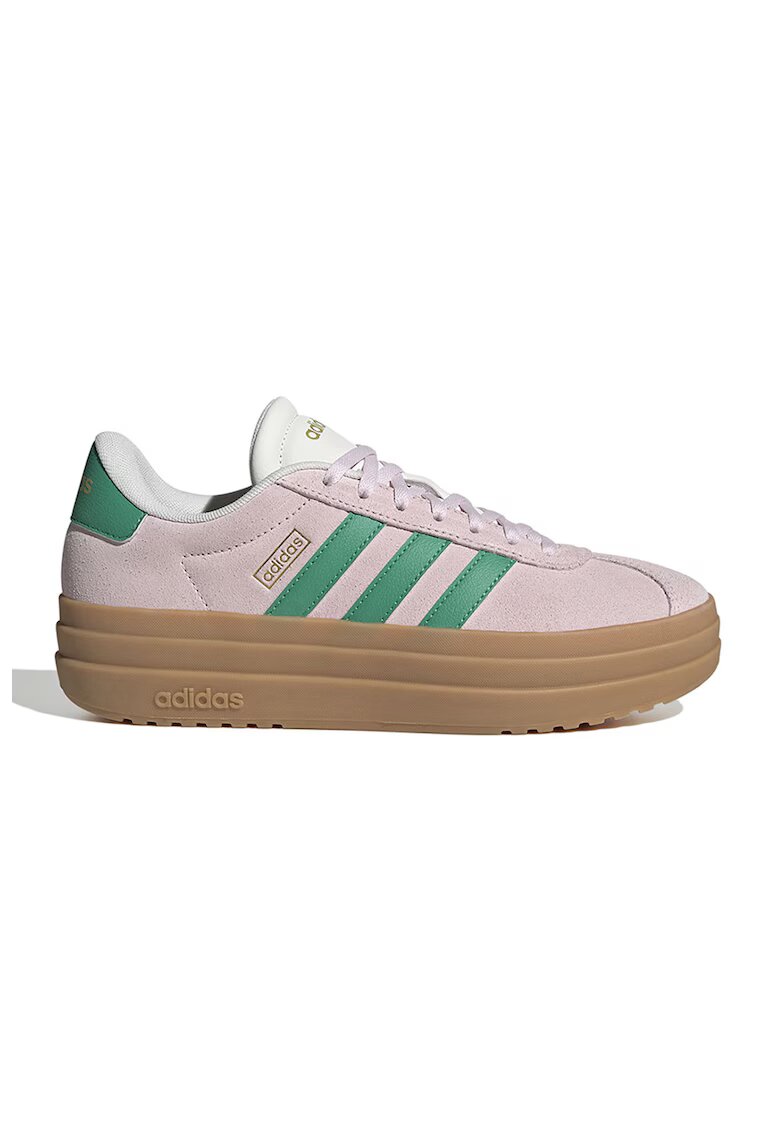 adidas Sportswear Pantofi sport VL Court Bold flatform din piele intoarsa - Verde/Roz pal