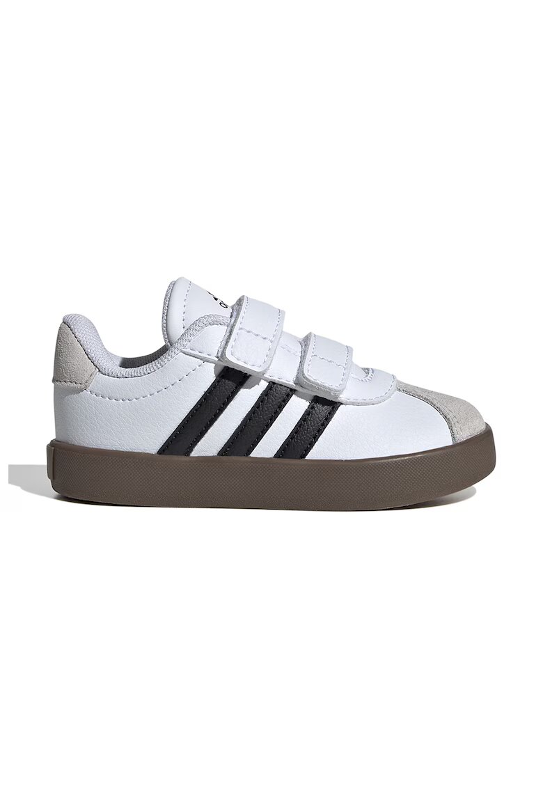 adidas Sportswear Pantofi sport VL Court de piele ecologica si piele intoarsa cu velcro - Negru/Maro nisip/Alb optic