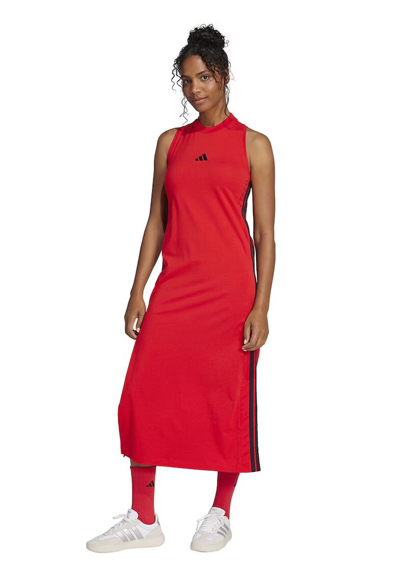 adidas Sportswear Rochie din amestec de bumbac cu slit lateral - Rosu/Negru