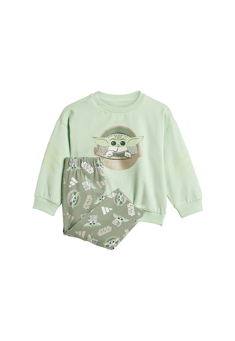 adidas Sportswear Set de pantaloni si bluza de trening cu model cu Star Wars - Verde pal/Kaki
