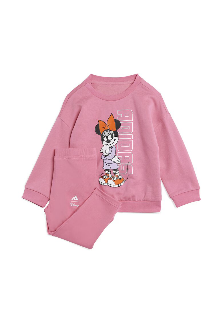 adidas Sportswear Trening din amestec de bumbac cu logo si imprimeu Minnie Mouse - Alb/Roz pastel