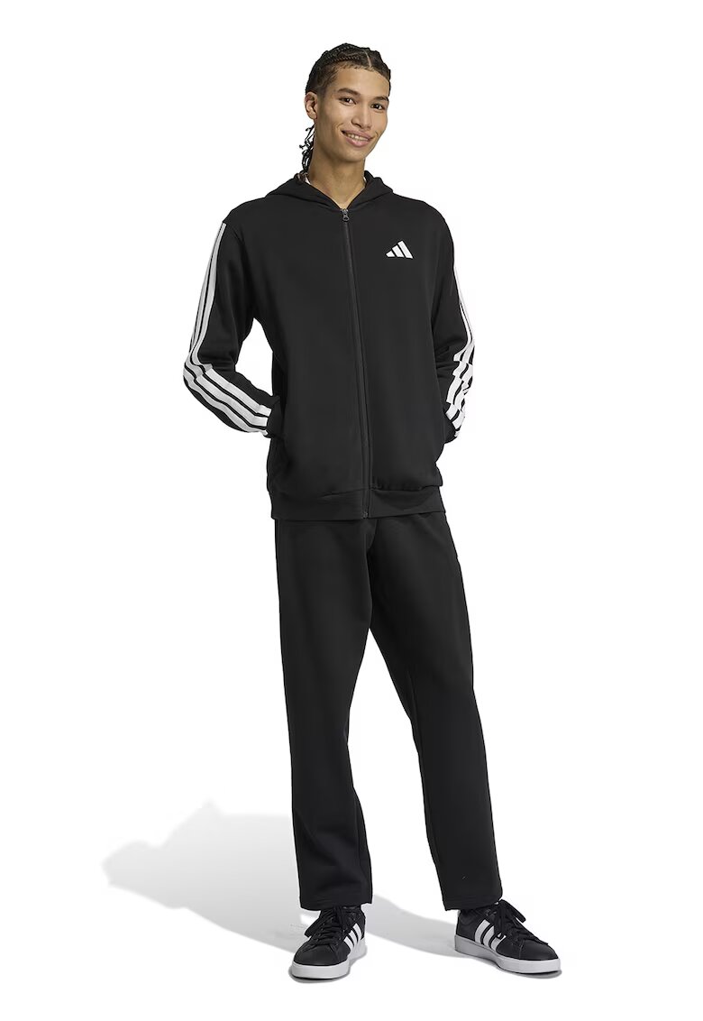 adidas Sportswear Trening lung cu fermoar si logo - Negru/Alb optic