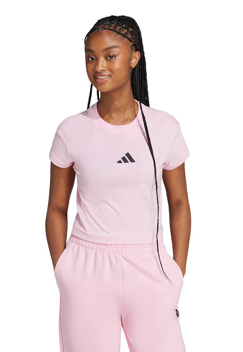 adidas Sportswear Tricou crop din bumbac - Negru/Roz pal