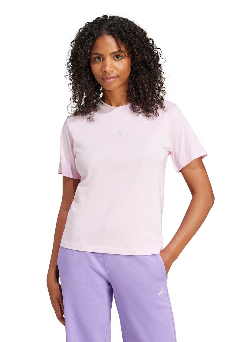 adidas Sportswear Tricou cu decolteu lrotund si logo discret - Roz pal
