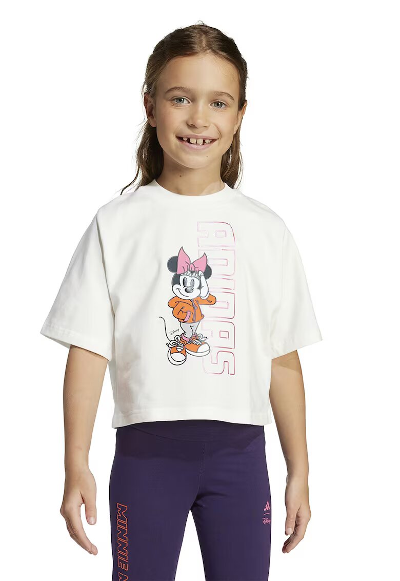adidas Sportswear Tricou cu imprimeu cu Minnie Mouse - Roz pastel/Portocaliu mandarina/Alb murdar