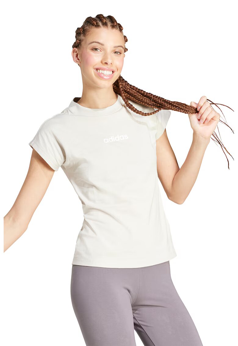 adidas Sportswear Tricou de bumbac cu decolteu rotund Essentials - Alb optic/Bej deschis