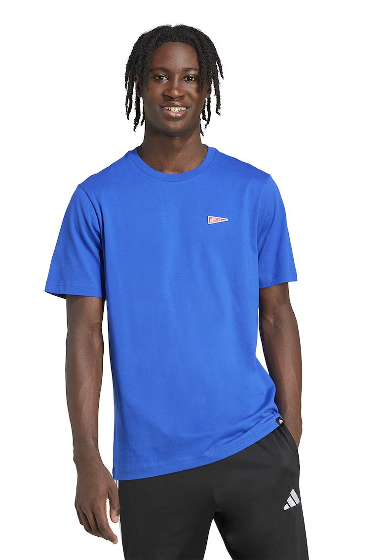 adidas Sportswear Tricou de bumbac cu logo brodat - Rosu/Albastru royal/Alb optic