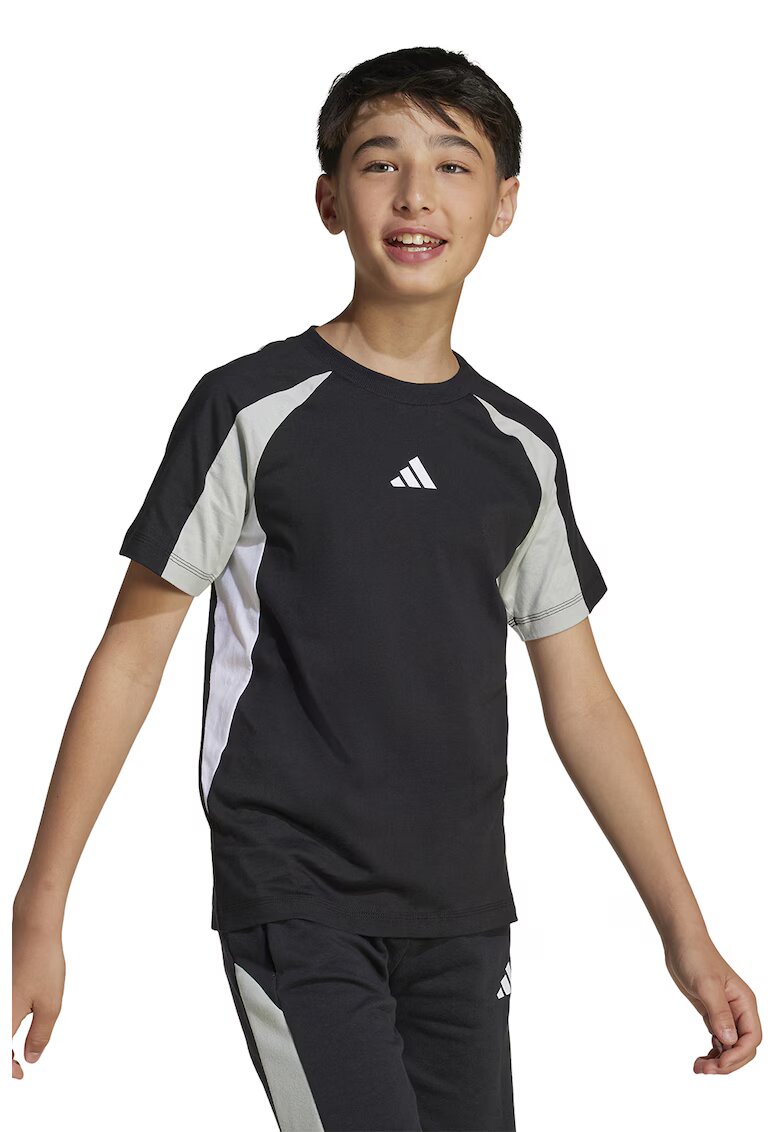 adidas Sportswear Tricou de bumbac cu maneci raglan - Negru/Alb murdar