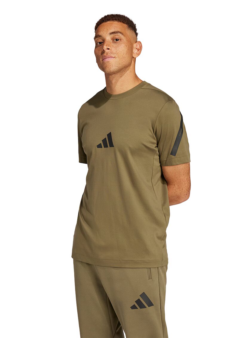 adidas Sportswear Tricou de bumbac cu model monograma Z.N.E - Negru/Verde masliniu